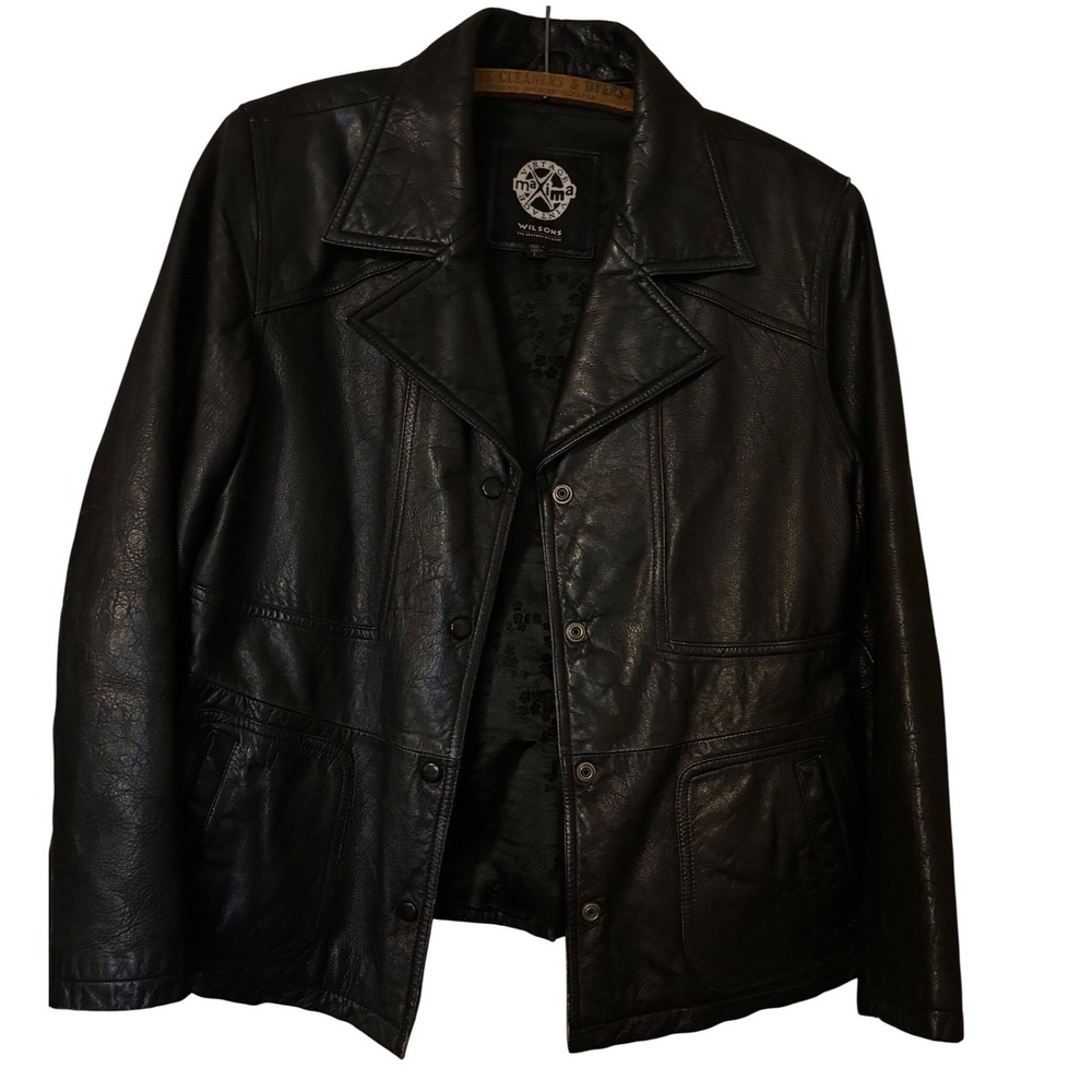 Wilsons L Leather Maxima Vintage womens Leather Jacket Blazer Mot Whimsigoth
